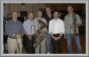 Zorro film music low brass: Andy Malloy, Bill Booth, Jim Self, Bob Sanders, Composer James Horner, and Jim Sawyer.